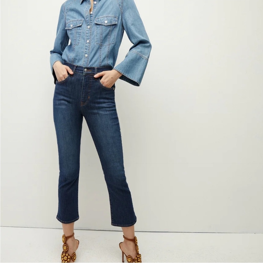 Veronica Beard Carly Kick-Flare Raw Hem Jean